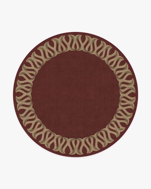 Ribbon Border Red & Natural Rug - 245 Round - Machine Washable Area Rug - Kid & Pet Friendly - Indoor Rugs - Ruggable - image 1