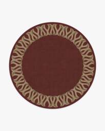 Ribbon Border Red & Natural Rug - 245 Round - Machine Washable Area Rug - Kid & Pet Friendly - Indoor Rugs - Ruggable - thumbnail 1