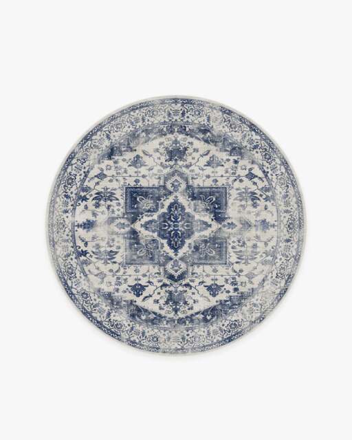 Kira Delft Blue Rug - 185 Round - Machine Washable Area Rug - Kid & Pet Friendly - Indoor Rugs - Ruggable - image 1