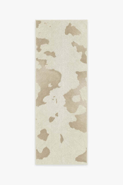 Ivory & Cream Faux Cowhide Rug - 75x215 - Machine Washable Area Rug - Kid & Pet Friendly - Indoor Rugs - Ruggable