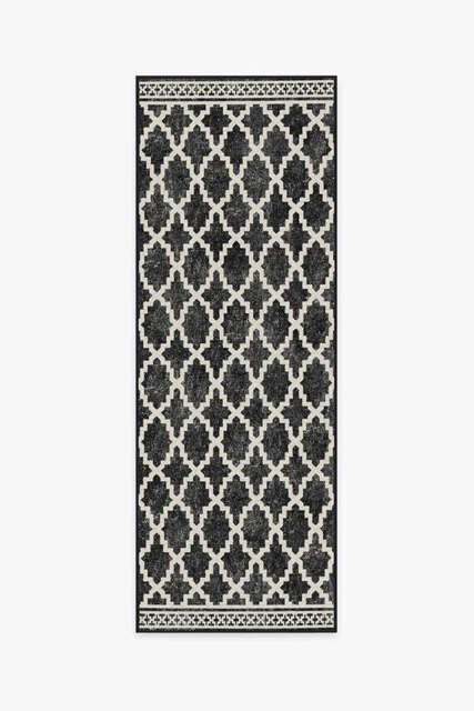 Cleo Trellis Black Outdoor Rug - 75x215 - Machine Washable Area Rug - Kid & Pet Friendly - Indoor Rugs - Ruggable - image 1