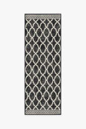 Cleo Trellis Black Outdoor Rug - 75x215 - Machine Washable Area Rug - Kid & Pet Friendly - Indoor Rugs - Ruggable - thumbnail 1
