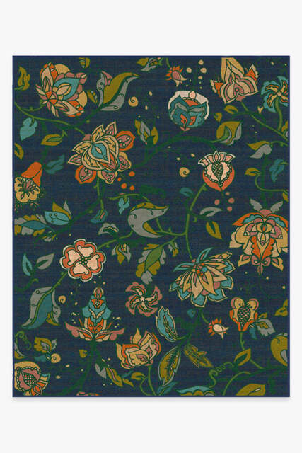 Frida Floral Navy Tufted Rug - 245x305 - Machine Washable Area Rug - Kid & Pet Friendly - Indoor Rugs - Ruggable