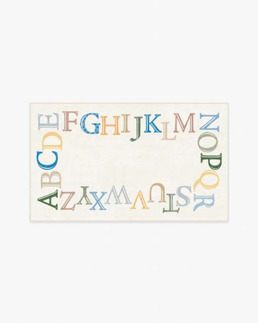 Easy as ABC Multicolour Rug Beige - 90x150 - Machine Washable Area Rug - Kid & Pet Friendly - Indoor Rugs - Ruggable - image 1