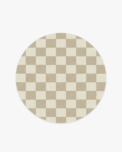 Jaque Checkered Stone Flatwoven Rug Beige - 185 Round - Machine Washable Area Rug - Kid & Pet Friendly - Indoor Rugs - Ruggable - image 1