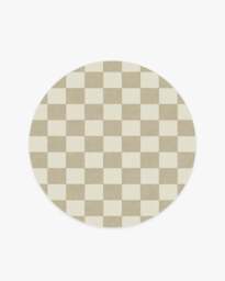 Jaque Checkered Stone Flatwoven Rug Beige - 185 Round - Machine Washable Area Rug - Kid & Pet Friendly - Indoor Rugs - Ruggable - thumbnail 1