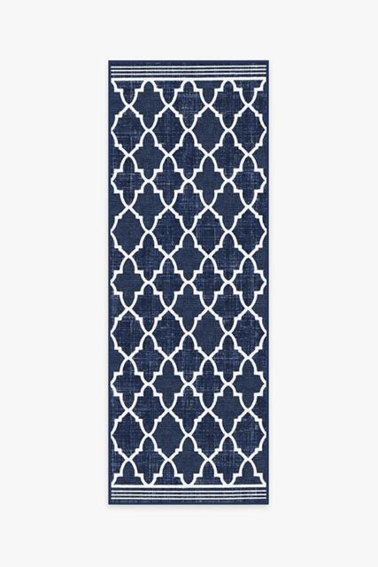 Varia Trellis Royal Blue Outdoor Rug - 75x215 - Machine Washable Area Rug - Kid & Pet Friendly - Outdoor Rugs - Ruggable - image 1