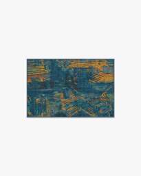 Sgraffito Royal Blue Flatwoven Rug by Malene Barnett - 60x90 - Machine Washable Area Rug - Kid & Pet Friendly - Indoor Rugs - Ruggable - thumbnail 1