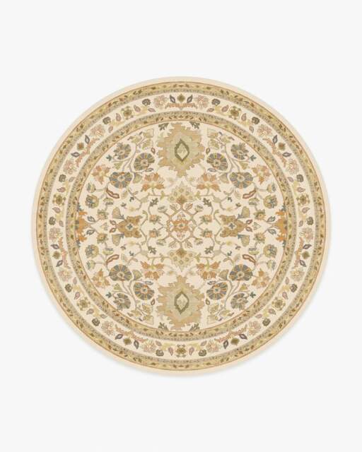Calabria Cream & Gold Rug - 245 Round - Machine Washable Area Rug - Kid & Pet Friendly - Indoor Rugs - Ruggable - image 1