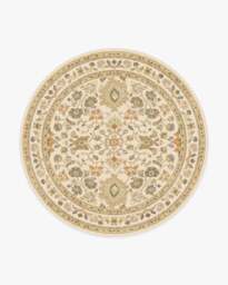 Calabria Cream & Gold Rug - 245 Round - Machine Washable Area Rug - Kid & Pet Friendly - Indoor Rugs - Ruggable - thumbnail 1