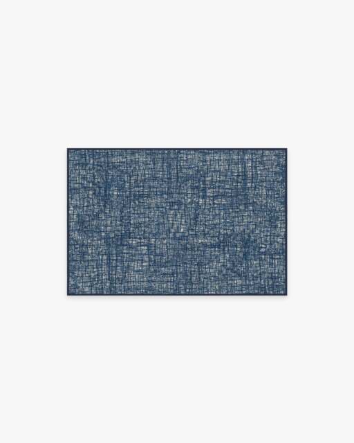 Crosshatch Sapphire Flatwoven Rug - 60x90 - Machine Washable Area Rug - Kid & Pet Friendly - Indoor Rugs - Ruggable - image 1