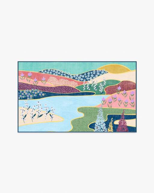 Dreamland Multicolour Bright Flatwoven Rug Blue - 90x150 - Machine Washable Area Rug - Kid & Pet Friendly - Indoor Rugs - Ruggable - image 1