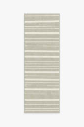 Hudson Stripe Stone Flatwoven Rug Beige - 75x215 - Machine Washable Area Rug - Kid & Pet Friendly - Indoor Rugs - Ruggable - thumbnail 1