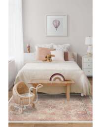Kamran Rose Rug Pink - 120x185 - Machine Washable Area Rug - Kid & Pet Friendly - Indoor Rugs - Ruggable - thumbnail 3