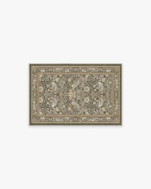 Strawberry Thief Stone Gold Flatwoven Rug by Morris & Co. - 60x90 - Machine Washable Area Rug - Kid & Pet Friendly - Indoor Rugs - Ruggable - image 1