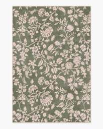 Brenna Olive Green & Cream Rug - 185x275 - Machine Washable Area Rug - Kid & Pet Friendly - Indoor Rugs - Ruggable