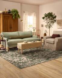 Brenna Olive Green & Cream Rug - 185x275 - Machine Washable Area Rug - Kid & Pet Friendly - Indoor Rugs - Ruggable - thumbnail 4