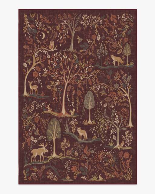 Wilder Burgundy Multicolour Flatwoven Rug - 185x275 - Machine Washable Area Rug - Kid & Pet Friendly - Indoor Rugs - Ruggable - image 1