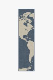 World Map Blue Rug - 60x90 - Machine Washable Area Rug - Kid & Pet Friendly - Indoor Rugs - Ruggable - thumbnail 2