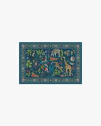 Jingle Jungle Royal Blue Flatwoven Rug by Iris Apfel - 60x90 - Machine Washable Area Rug - Kid & Pet Friendly - Indoor Rugs - Ruggable - thumbnail 1