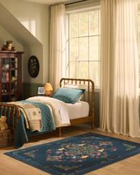 Friendship Garden Blue Rug - 200x290 - Machine Washable Area Rug - Kid & Pet Friendly - Indoor Rugs - Ruggable - thumbnail 3