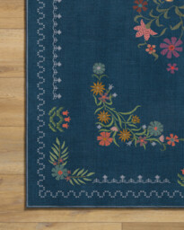 Friendship Garden Blue Rug - 200x290 - Machine Washable Area Rug - Kid & Pet Friendly - Indoor Rugs - Ruggable - thumbnail 7