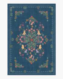 Friendship Garden Blue Rug - 200x290 - Machine Washable Area Rug - Kid & Pet Friendly - Indoor Rugs - Ruggable - thumbnail 1