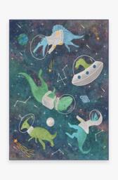 Dinosaurs in Space Rug Green - 150x215 - Machine Washable Area Rug - Kid & Pet Friendly - Indoor Rugs - Ruggable