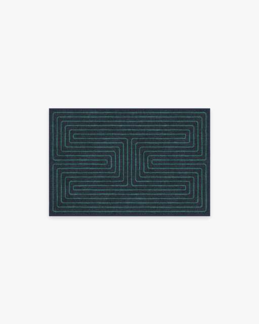 Labyrinth Navy & Teal Flatwoven Rug by Jonathan Adler - 60x90 - Machine Washable Area Rug - Kid & Pet Friendly - Indoor Rugs - Ruggable - image 1