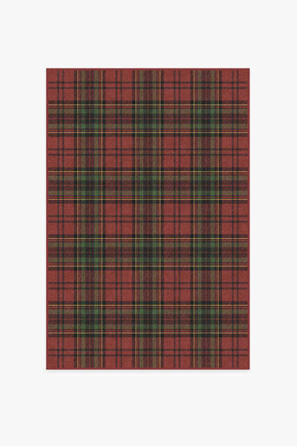 Dress Stewart Tartan Red Flatwoven Rug - 120x185 - Machine Washable Area Rug - Kid & Pet Friendly - Indoor Rugs - Ruggable - image 1