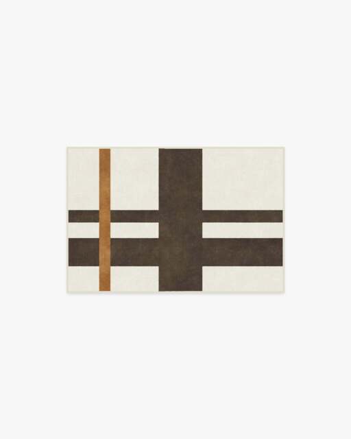 Scala Ivory & Brown Flatwoven Rug by The Local Project - 60x90 - Machine Washable Area Rug - Kid & Pet Friendly - Indoor Rugs - Ruggable - image 1