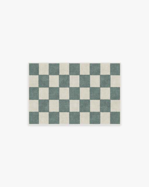 Jaque Checkered Slate Green Rug - 60x90 - Machine Washable Area Rug - Kid & Pet Friendly - Indoor Rugs - Ruggable - image 1