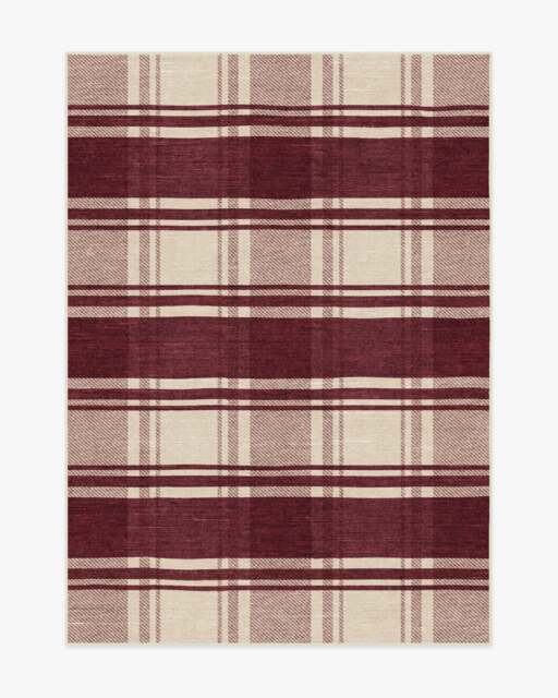 Easton Plaid Burgundy Rug - 150x215 - Machine Washable Area Rug - Kid & Pet Friendly - Indoor Rugs - Ruggable - image 1