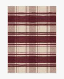 Easton Plaid Burgundy Rug - 150x215 - Machine Washable Area Rug - Kid & Pet Friendly - Indoor Rugs - Ruggable