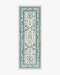 Calabria Cream & Light Blue Rug - 75x215 - Machine Washable Area Rug - Kid & Pet Friendly - Indoor Rugs - Ruggable - thumbnail 1