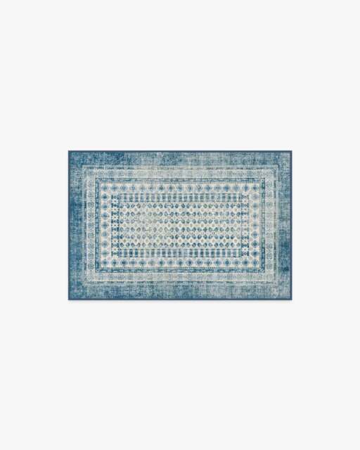 Cyrus Ocean and Ivory Flatwoven Rug - 60x90 - Machine Washable Area Rug - Kid & Pet Friendly - Indoor Rugs - Ruggable - image 1