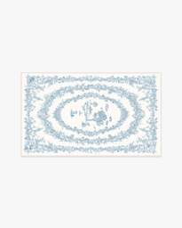 Bashful Bunny Toile Blue Rug - 90x150 - Machine Washable Area Rug - Kid & Pet Friendly - Indoor Rugs - Ruggable - thumbnail 1