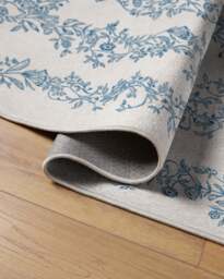 Bashful Bunny Toile Blue Rug - 90x150 - Machine Washable Area Rug - Kid & Pet Friendly - Indoor Rugs - Ruggable - thumbnail 2