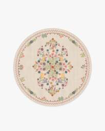 Friendship Garden Cream Flatwoven Rug Beige - 185 Round - Machine Washable Area Rug - Kid & Pet Friendly - Indoor Rugs - Ruggable