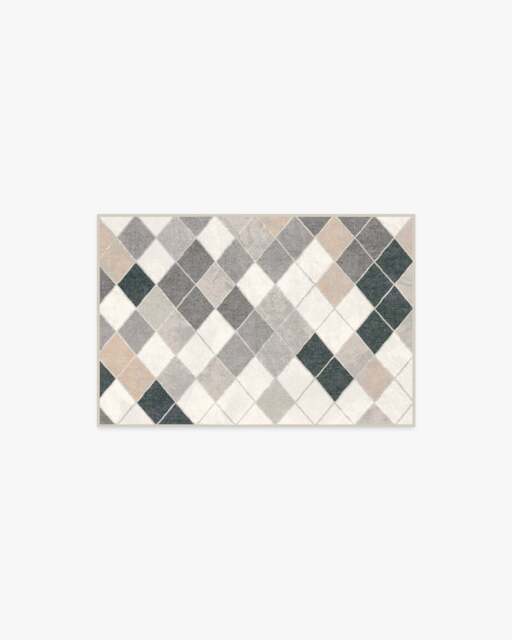 Diamond Mosaic Warm Grey Flatwoven Rug - 60x90 - Machine Washable Area Rug - Kid & Pet Friendly - Indoor Rugs - Ruggable - image 1