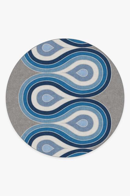 Milano Blue Steel Flatwoven Rug by Jonathan Adler - 245 Round - Machine Washable Area Rug - Kid & Pet Friendly - Indoor Rugs - Ruggable - image 1