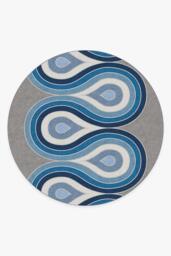 Milano Blue Steel Flatwoven Rug by Jonathan Adler - 245 Round - Machine Washable Area Rug - Kid & Pet Friendly - Indoor Rugs - Ruggable - thumbnail 1