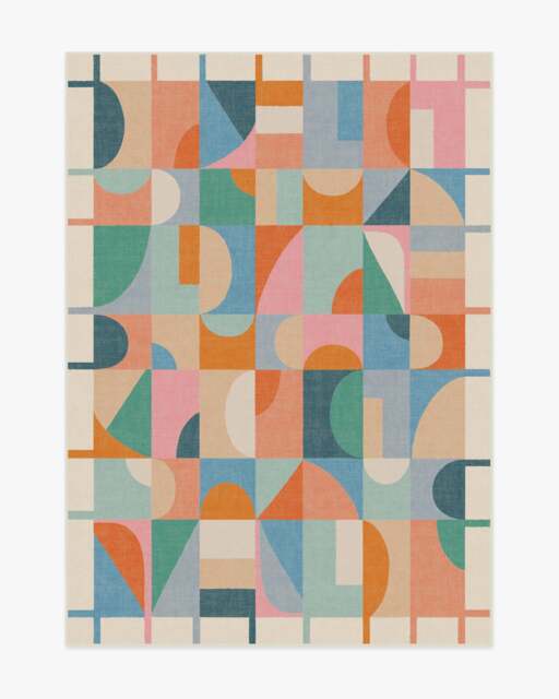 Jennie Multicolour Flatwoven Rug Orange - 150x215 - Machine Washable Area Rug - Kid & Pet Friendly - Indoor Rugs - Ruggable - image 1