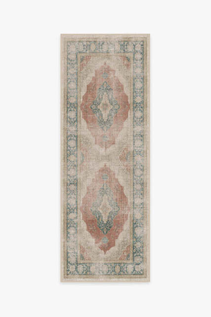 Jolie Teal Rose Tufted Rug - 75x215 - Machine Washable Area Rug - Kid & Pet Friendly - Indoor Rugs - Ruggable
