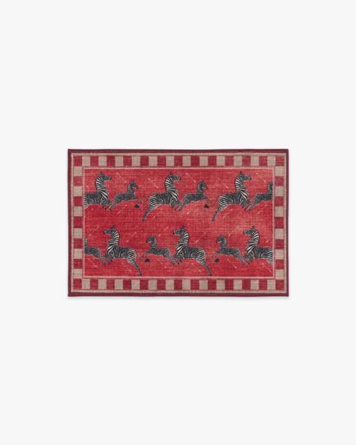 Zebras Red Rug by ScalamandrÃ© - 60x90 - Machine Washable Area Rug - Kid & Pet Friendly - Indoor Rugs - Ruggable