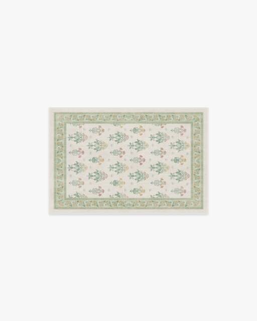 Meadow Sweet Ivory & Green Rug by Morris & Co. - 60x90 - Machine Washable Area Rug - Kid & Pet Friendly - Indoor Rugs - Ruggable - image 1