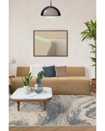 Malaspina Dusk Blue Rug - 185x275 - Machine Washable Area Rug - Kid & Pet Friendly - Indoor Rugs - Ruggable - thumbnail 2