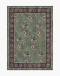 Pennywood Green & Pink Rug - 150x215 - Machine Washable Area Rug - Kid & Pet Friendly - Indoor Rugs - Ruggable
