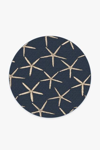 Starfish Navy Flatwoven Rug - 185 Round - Machine Washable Area Rug - Kid & Pet Friendly - Indoor Rugs - Ruggable - image 1