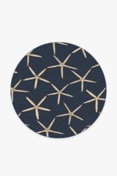 Starfish Navy Flatwoven Rug - 185 Round - Machine Washable Area Rug - Kid & Pet Friendly - Indoor Rugs - Ruggable - thumbnail 1